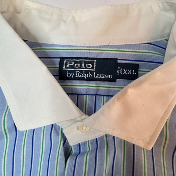 Polo Ralph Lauren Mens Contrast Stripe Dress Shirt Blue Green Navy XXL - Picture 3 of 7